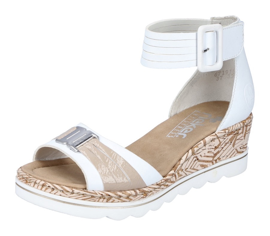 Rieker Keilsandalette, Sommerschuh, Sandale, Keilabsatz, mit Print an der Laufsohle Rieker Keilsandalette, Sommerschuh, Sandale, Keilabsatz, mit Print an der Laufsohle von Rieker