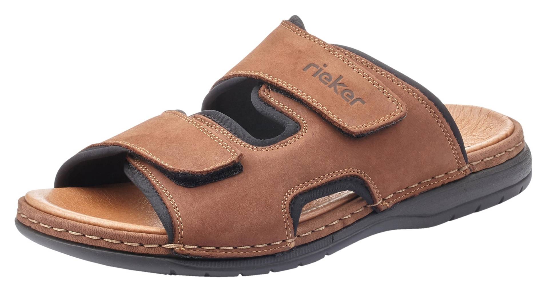 Rieker Pantolette, Hausschuh, Sommerschuh, Urlaubschuh mit dezentem Logoschriftzug von Rieker