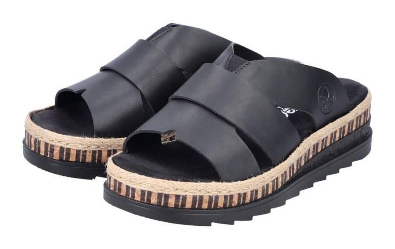 Rieker Pantolette, Keilabsatz, Sommerschuh, Schlappen mit Juteumrahmung von Rieker
