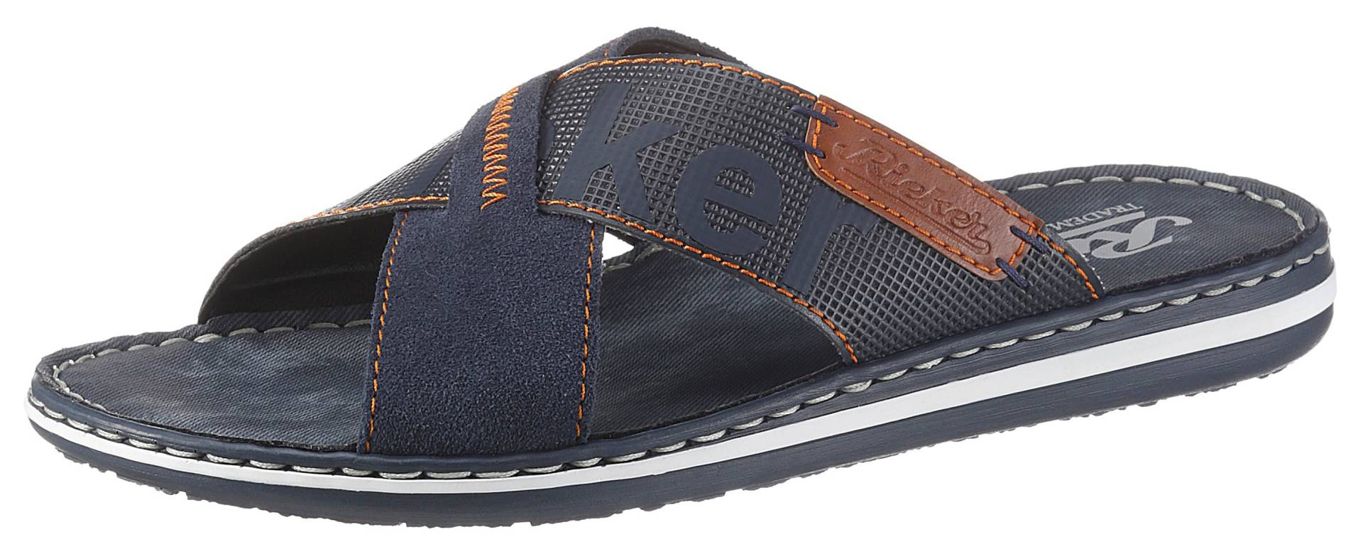 Rieker Pantolette, Sommerschuh, Schlappen, Poolslides, mit Kontraststeppung Rieker Pantolette, Sommerschuh, Schlappen, Poolslides, mit Kontraststeppung von Rieker