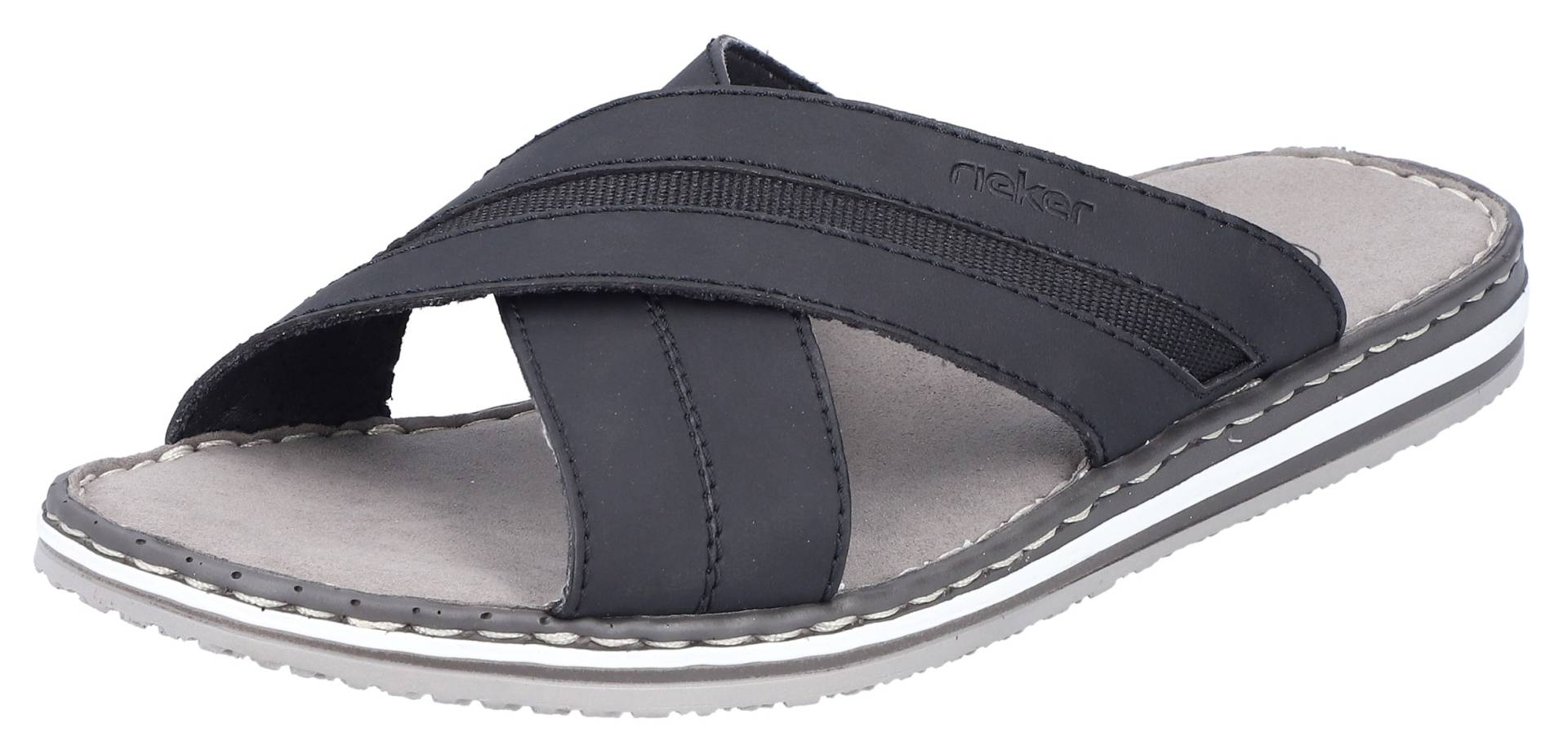 Rieker Pantolette, Sommerschuh, Schlappen, Poolslides, mit Ziersteppungen von Rieker