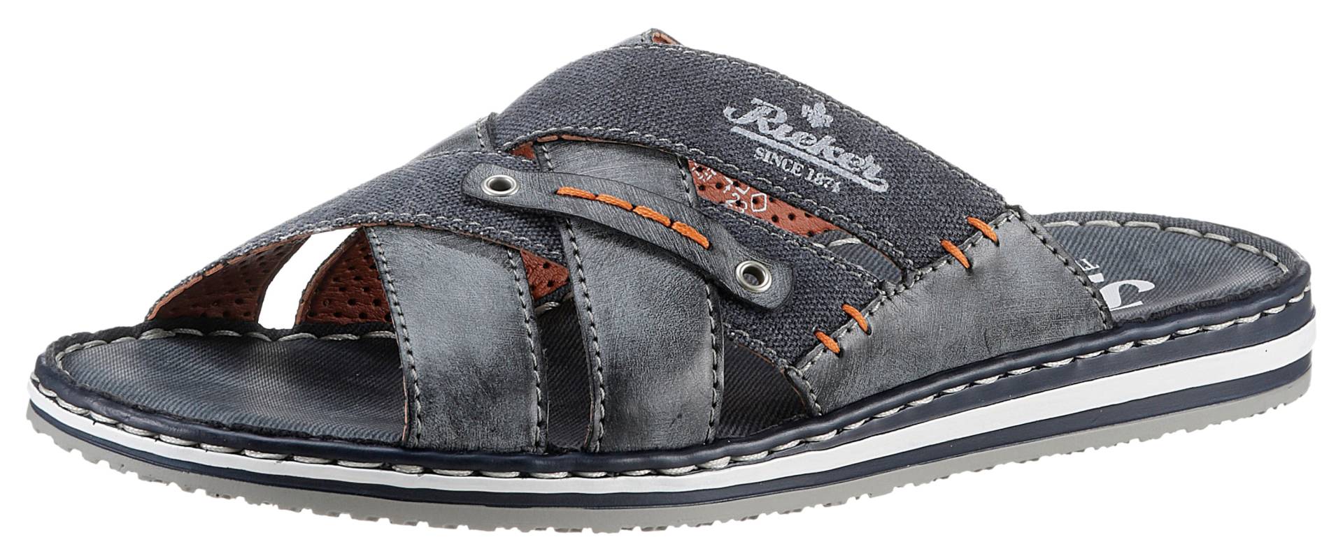 Rieker Pantolette, Sommerschuh, Schlappen, Poolslides, mit kontrastfarbener Rahmennaht Rieker Pantolette, Sommerschuh, Schlappen, Poolslides, mit kontrastfarbener Rahmennaht von Rieker