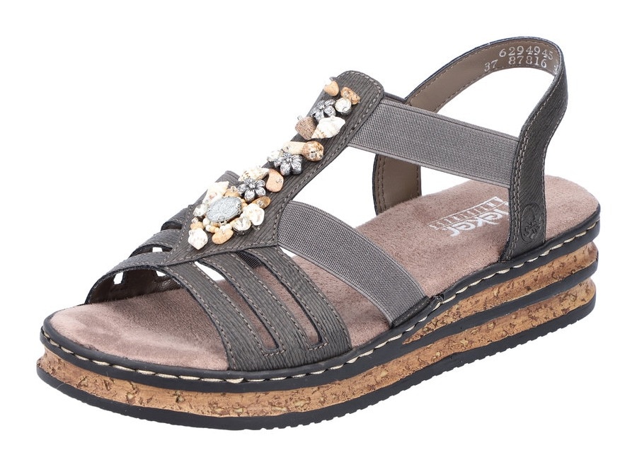 Rieker Riemchensandale, Sommerschuh, Sandalette, Keilabsatz, mit Schmucksteinen besetzt Rieker Riemchensandale, Sommerschuh, Sandalette, Keilabsatz, mit Schmucksteinen besetzt von Rieker