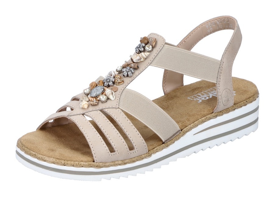 Rieker Riemchensandale, Sommerschuh, Sandalette, Keilabsatz, mit sommerlicher Verzierung Rieker Riemchensandale, Sommerschuh, Sandalette, Keilabsatz, mit sommerlicher Verzierung von Rieker