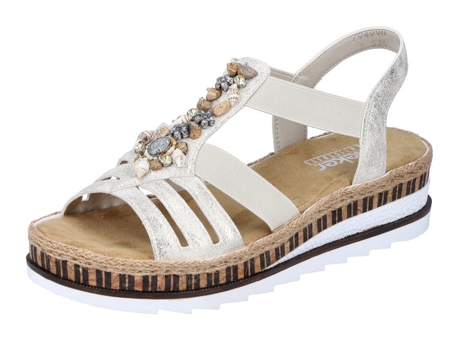 Rieker Sandale, Sommerschuh, Sandalette, Keilabsatz, im Metallic-Look von Rieker