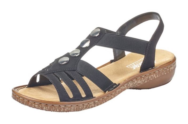 Rieker Sandale, Sommerschuh, Sandalette, Keilabsatz, mit Schmuckelementen verziert von Rieker