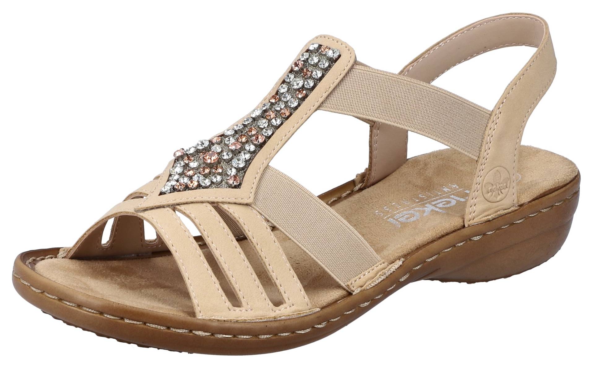 Rieker Sandale, Sommerschuh, Sandalette, Keilabsatz, mit Gummizügen für guten Sitz von Rieker