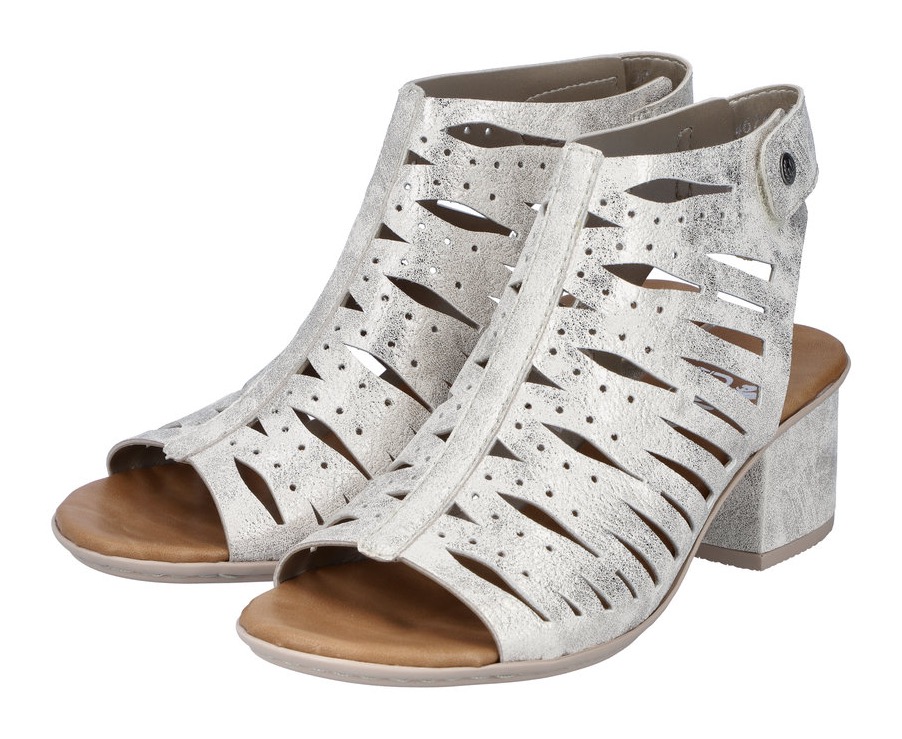 Rieker Sandalette, Sommerschuh, Sandale, Blockabsatz, im Metallic-Look von Rieker