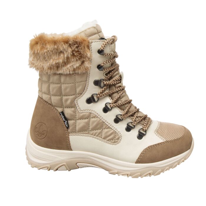 Rieker Schnür-Kurzstiefel mit Wollkragen beige von Rieker