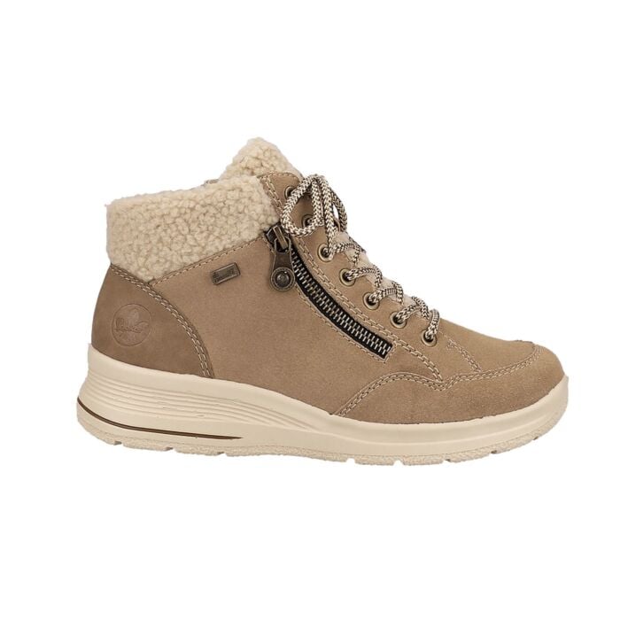 Rieker Schnürstiefelette Damen mit Textilkragen taupe, 37 von Rieker