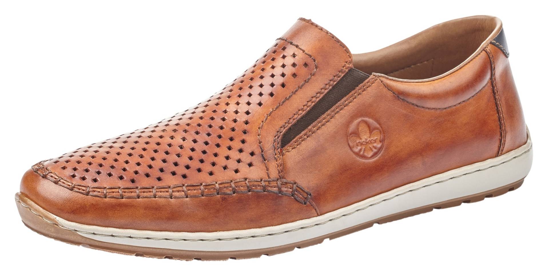 Rieker Slipper, Slip on Sneaker, Schlupfschuh, Loafer mit perforiertem Blatt von Rieker