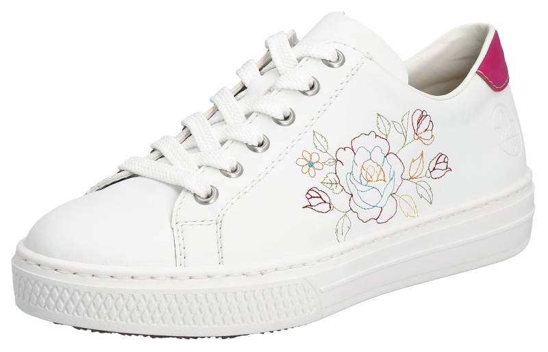 Rieker Sneaker, mit seitlicher Blumenstickerei, Freizeitschuh, Halbschuh, Schnürschuh von Rieker