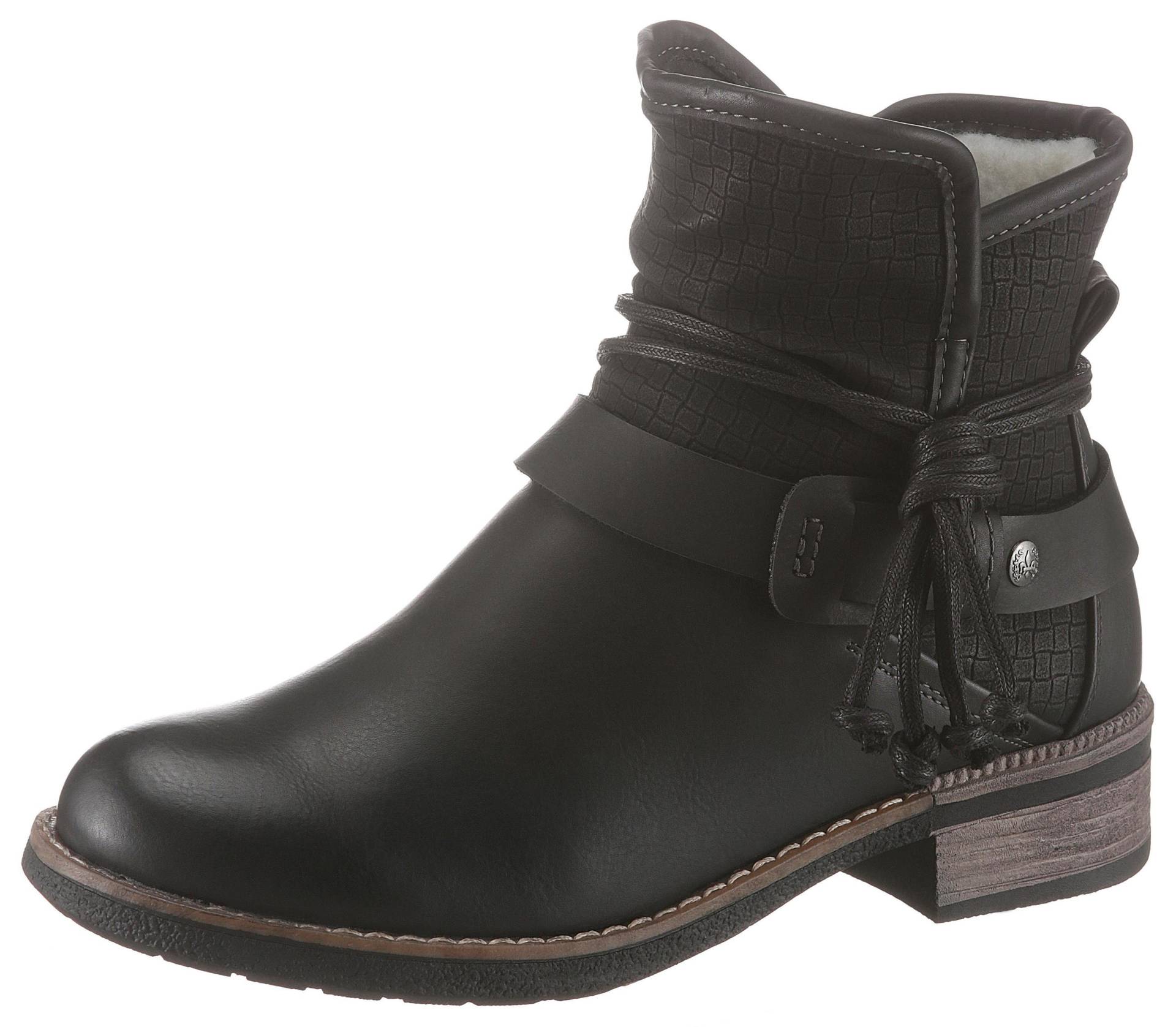 Rieker Winterboots, Winterstiefelette, Blockabsatz, Warmfutter, mit Zierbänder von Rieker