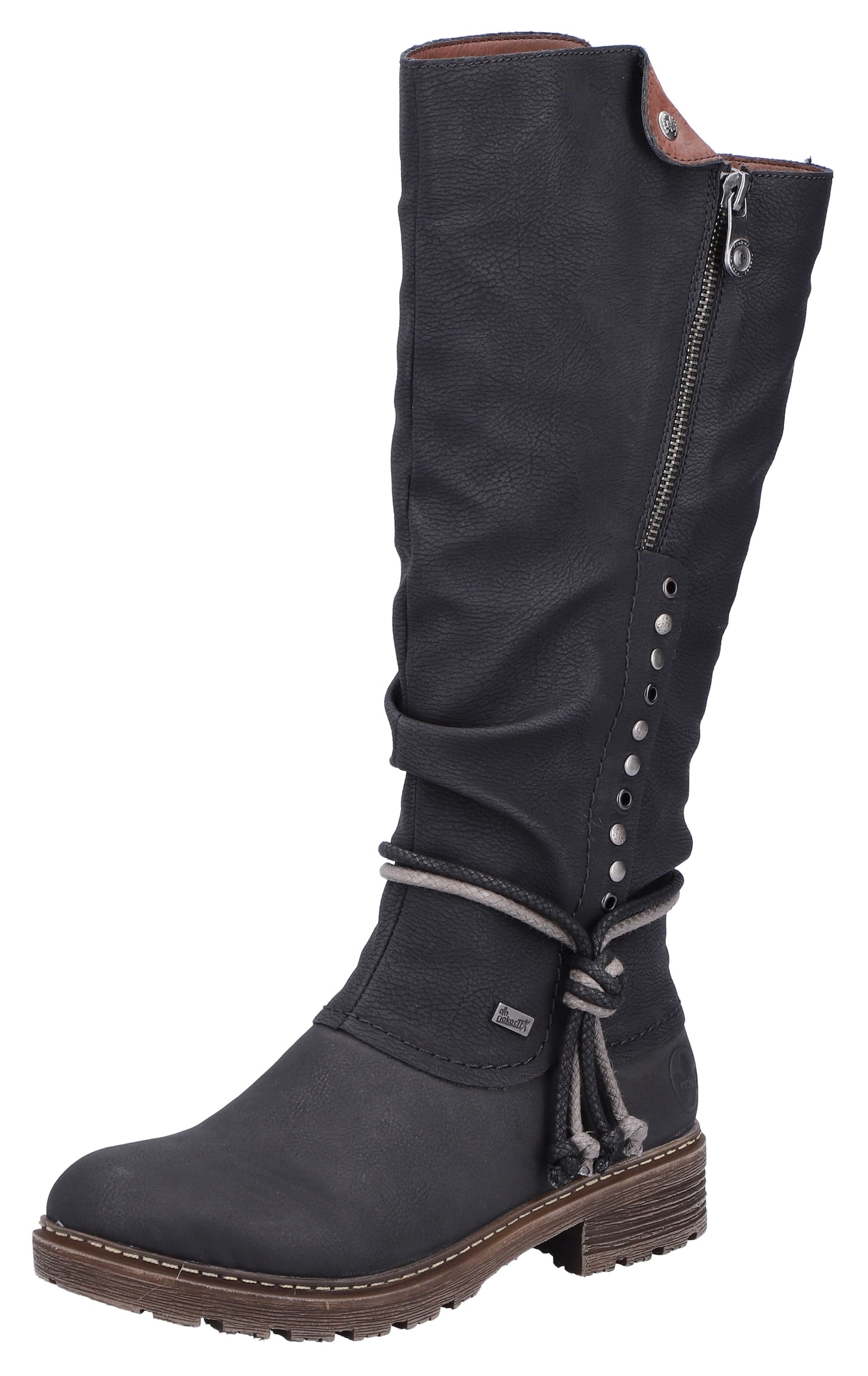 Rieker Winterstiefel, Langschaftstiefel, Blockabsatz, TEX-Membran, Nieten und Kordel Rieker Winterstiefel, Langschaftstiefel, Blockabsatz, TEX-Membran, Nieten und Kordel von Rieker