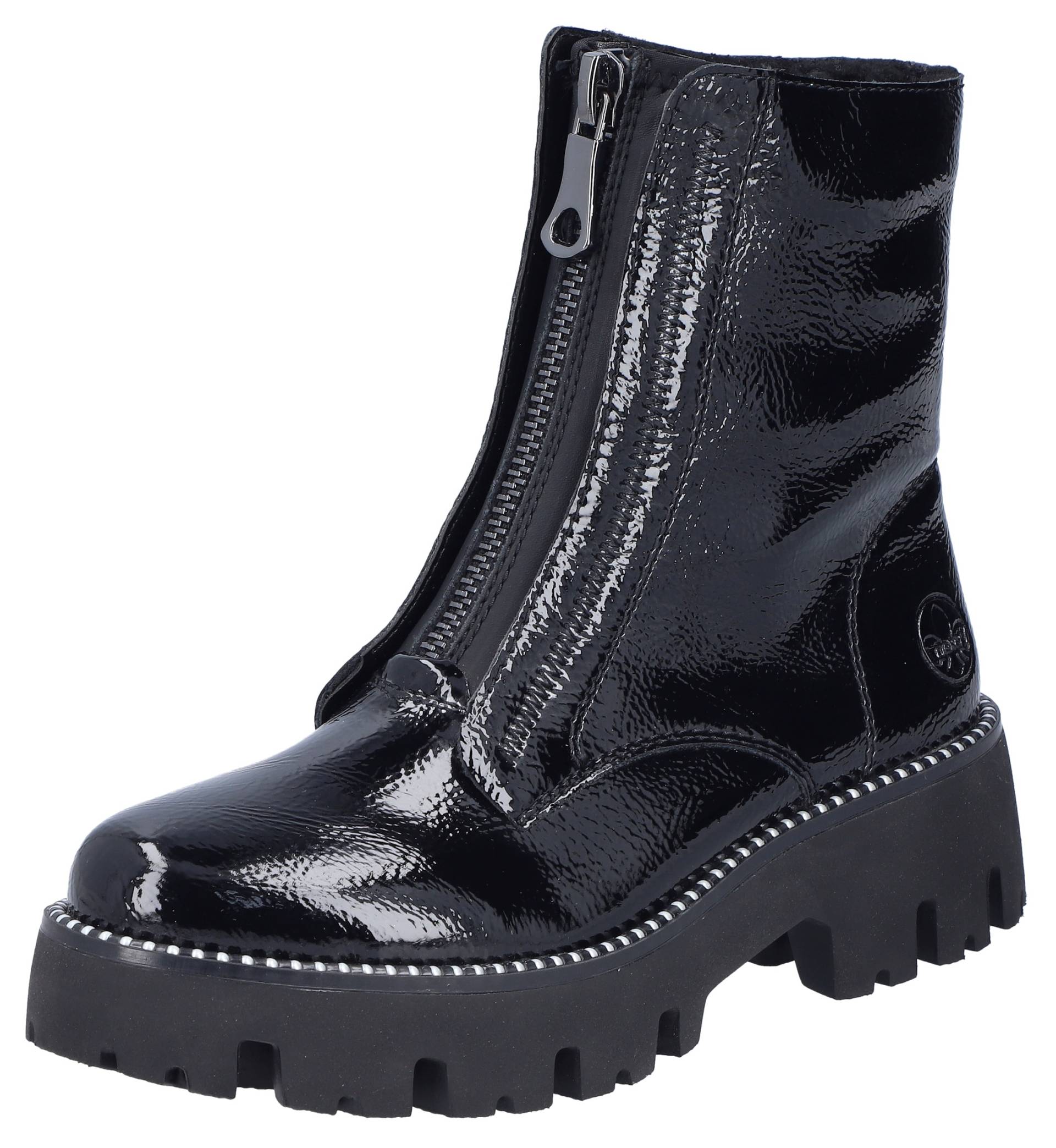 Rieker Winterstiefelette, Boots, Front Reissverschluss, Profilsohle, Nieten besetzter Rahmen von Rieker