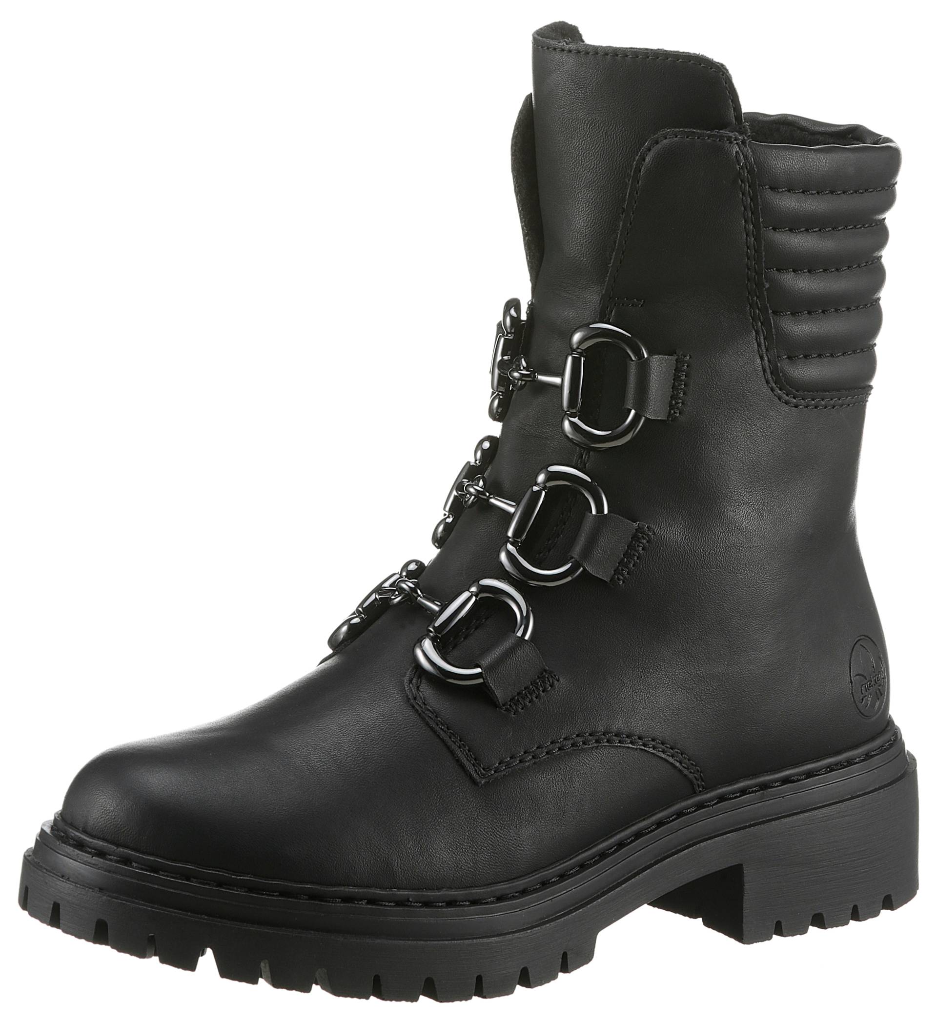 Rieker Winterstiefelette, Winterboots, Bikerboots, Blockabsatz, mit gepolstertem Schaftrand von Rieker