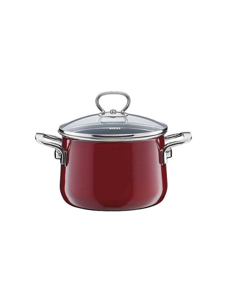 RIESS Fleischtopf mit Glasdeckel Rosso 16cm/2l dunkelrot von Riess