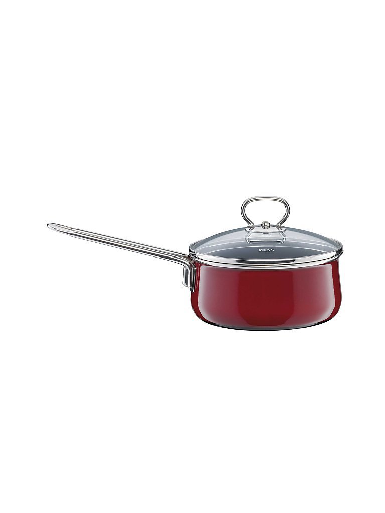 RIESS Steilkasserolle mit Glasdeckel Rosso 16cm/1l dunkelrot von Riess