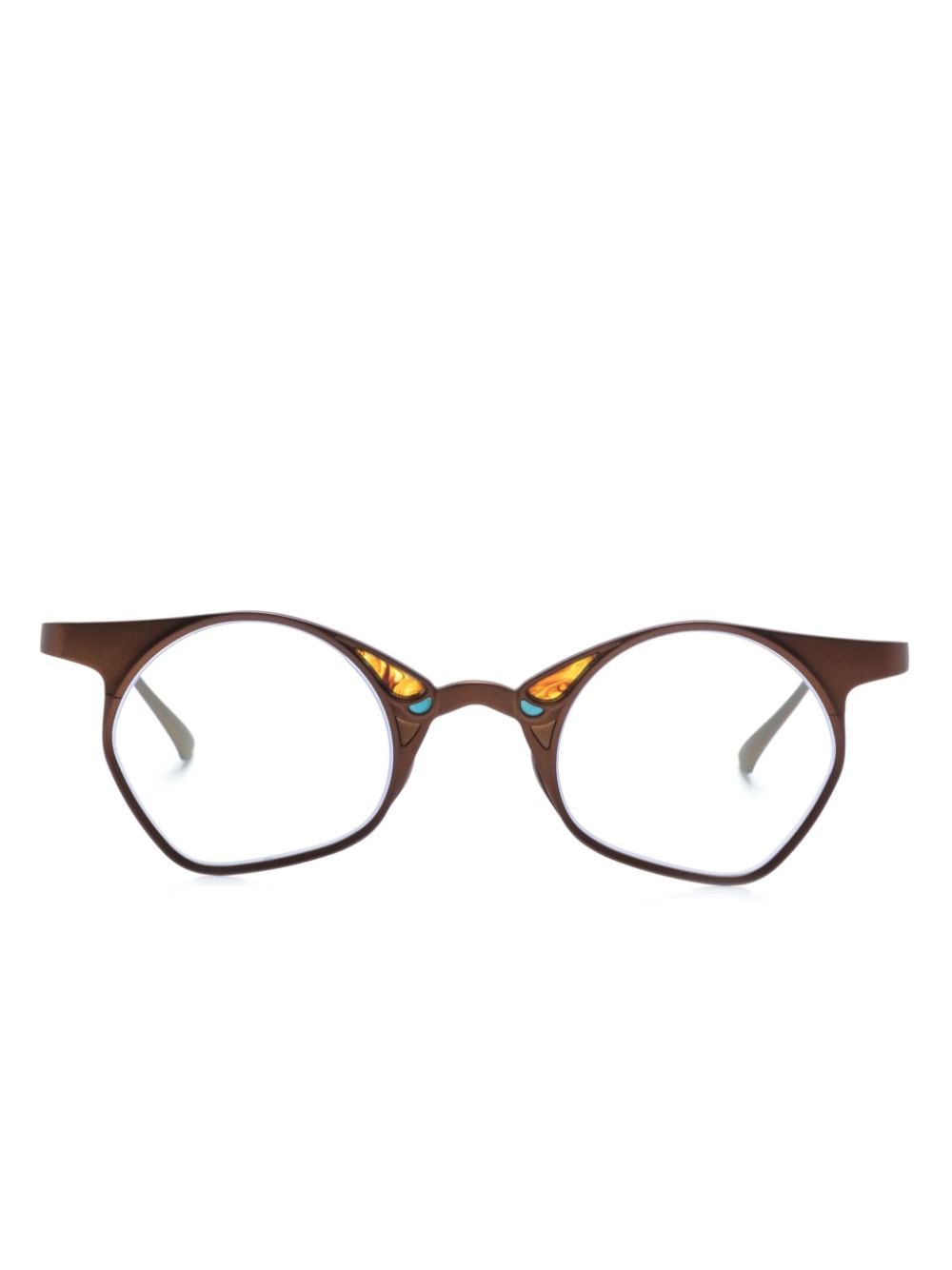 Rigards hand-painted sculpted-frame glasses - Brown von Rigards