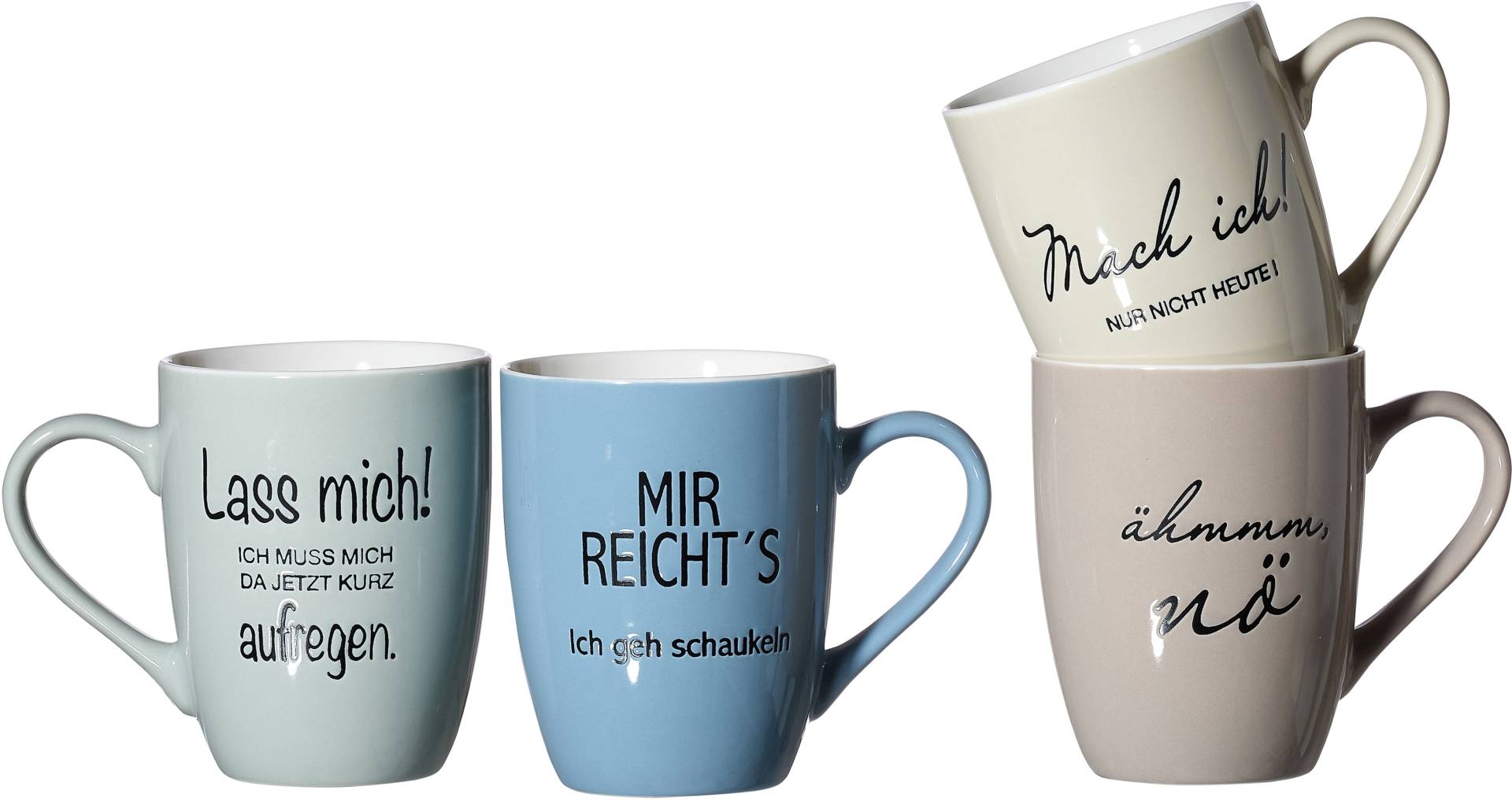 Ritzenhoff & Breker Becher »Sprüche«, (Set, 4 tlg., 4 Kaffeebecher (300 ml, 11 cm hoch, 8 cm Durchmesser), Motiv "Sprüche". 300 ml, 4-teilig von Ritzenhoff & Breker