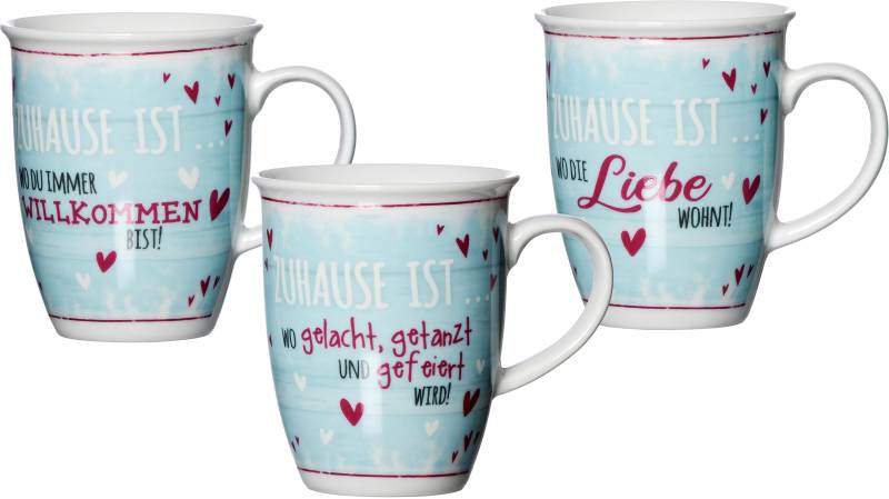 Ritzenhoff & Breker Becher »Zuhause«, (Set, 3 tlg., 3 Kaffeebecher (330 ml, 10 cm hoch, 9 cm Durchmesser), 330 ml, 3-teilig von Ritzenhoff & Breker