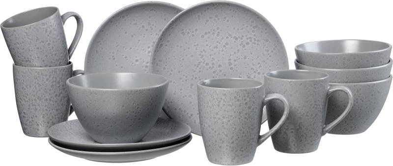 Ritzenhoff & Breker Frühstücks-Geschirrset »Service, Kitwe (Teller, Schale, Kaffeebecher)«, (Set, 12 tlg., 4 Kaffeebecher (370 ml), 4 Schalen, 4 Frühstücksteller), Reaktivglasur, jedes Stück ein Unikat, 12 Teile, für 4 Personen von Ritzenhoff & Breker