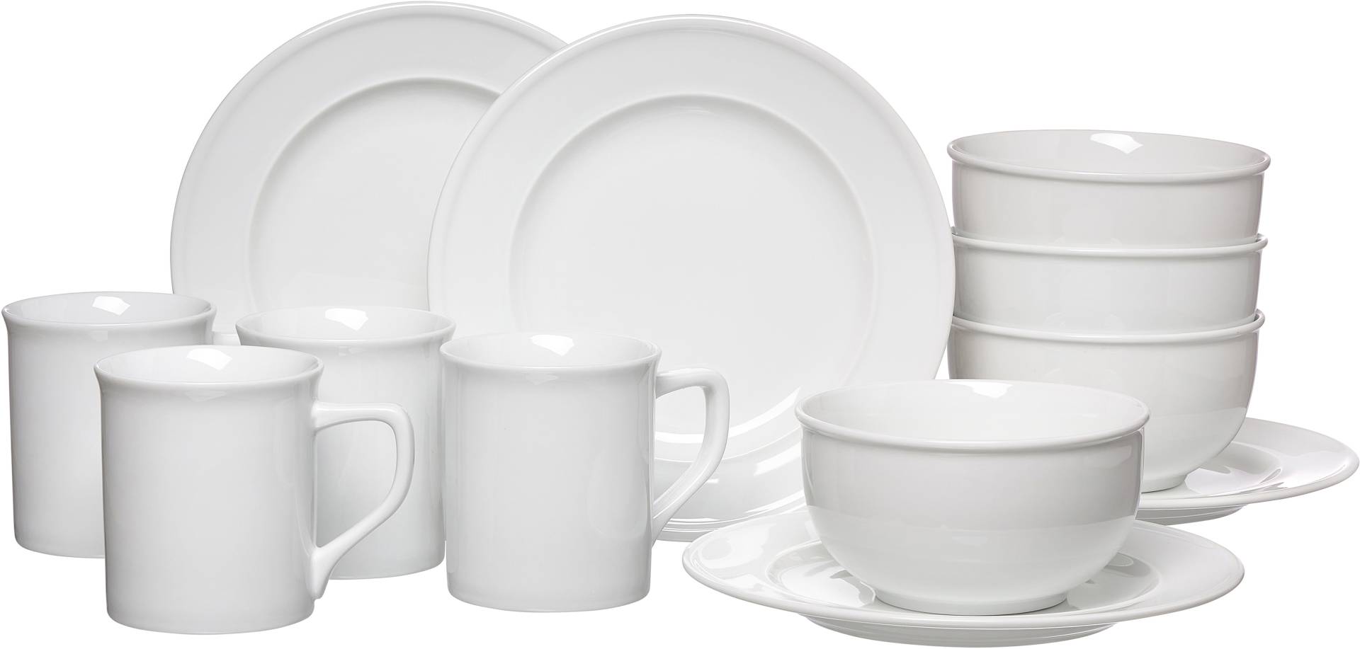 Ritzenhoff & Breker Frühstücks-Geschirrset »Service, Simple (Teller, Schale, Kaffeebecher)«, (Set, 12 tlg., 4 Teller Flach, 4 Schalen, 4 Kaffeebecher), Relief-Rand, 12 Teile, für 4 Personen von Ritzenhoff & Breker