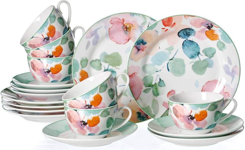 Ritzenhoff & Breker Kaffeeservice »Geschirr-Set, Service Celine«, (Set, 18 tlg.), im Aquarell-Stil, 18 Teile, für 6 Personen von Ritzenhoff & Breker