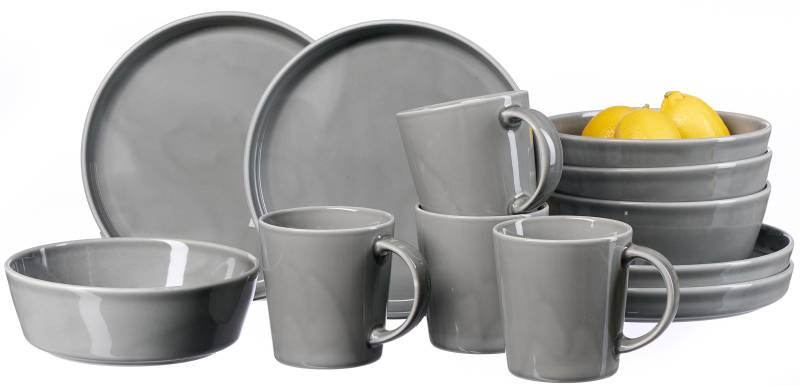 Ritzenhoff & Breker Kombiservice »Geschirr-Set, Service Malmö«, (Set, 12 tlg., 4 Teller Flach, 4 Schalen, 4 Kaffeebecher), skandinavisches Design, 12 Teile, für 4 Personen von Ritzenhoff & Breker