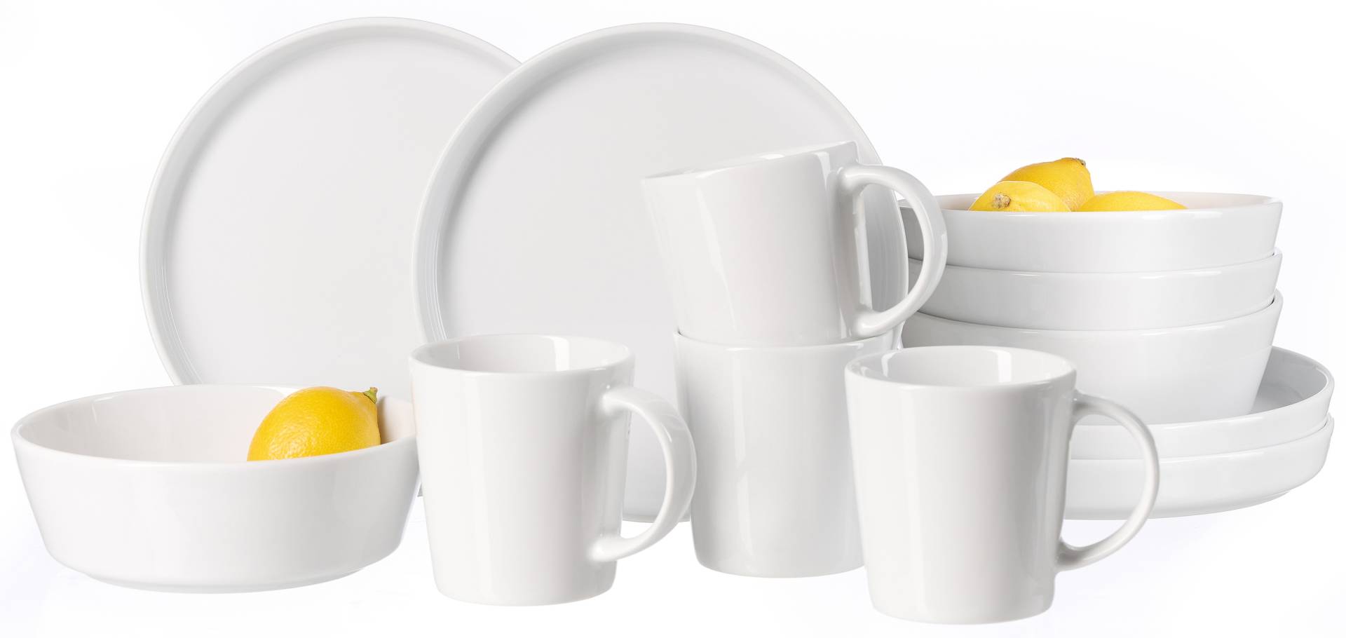 Ritzenhoff & Breker Kombiservice »Geschirr-Set, Service Malmö«, (Set, 12 tlg., 4 Teller Flach, 4 Schalen, 4 Kaffeebecher), skandinavisches Design, 12 Teile, für 4 Personen von Ritzenhoff & Breker