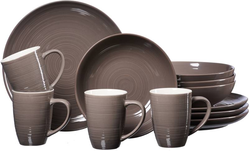 Ritzenhoff & Breker Kombiservice »Geschirr-Set, Service Suomi«, (Set, 12 tlg., 4 Teller Flach, 4 Schalen (800 ml), 4 Kaffeebecher (300 ml), skandinavisches Design, 12 Teile, für 4 Personen von Ritzenhoff & Breker