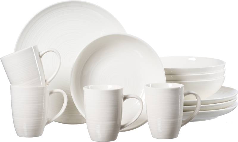 Ritzenhoff & Breker Kombiservice »Geschirr-Set, Service Suomi«, (Set, 12 tlg., 4 Teller Flach, 4 Schalen (800 ml), 4 Kaffeebecher (300 ml), skandinavisches Design, 12 Teile, für 4 Personen von Ritzenhoff & Breker