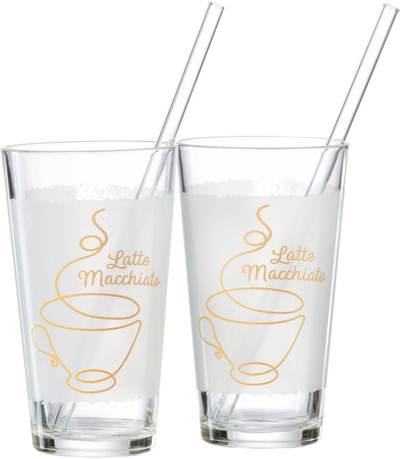 Ritzenhoff & Breker Latte-Macchiato-Glas »Coffee«, (Set, 4 tlg., 2 Latte Macchiato Gläser mit je einem Glas-Trinkhalm, je 350 ml), 4-teilig (2 Gläser und 2 Glas-Trinkhalme), 350 ml von Ritzenhoff & Breker