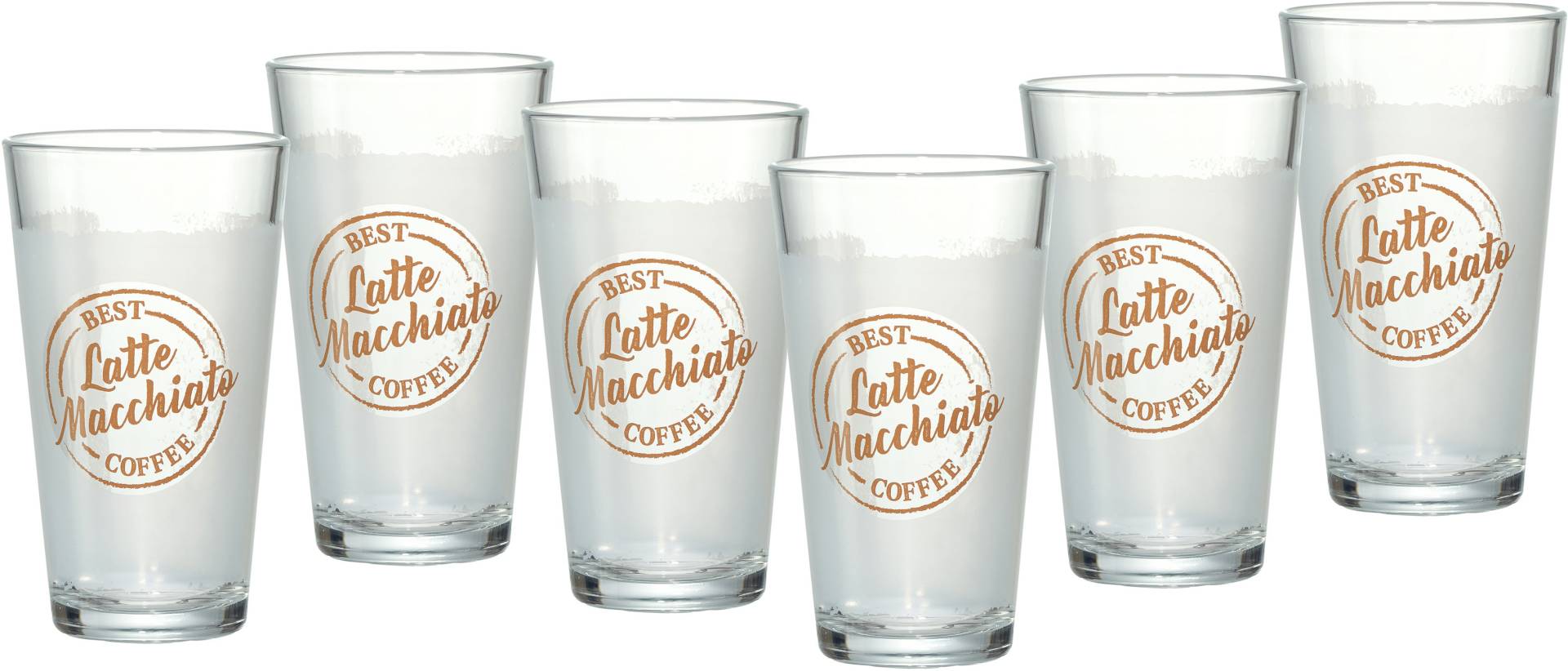 Ritzenhoff & Breker Latte-Macchiato-Glas »Happy, Best Coffee«, (Set, 6 tlg., 6 Latte Macchiato Gläser, je 400 ml), 400 ml, 6-teilig von Ritzenhoff & Breker