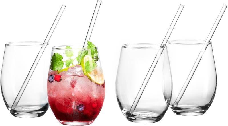 Ritzenhoff & Breker Longdrinkglas »Gin«, (Set, 8 tlg., 4 Longdrinkgläser mit Glas-Trinkhalm, je 590 ml), 8-teilig, inkl. Glas-Trinkhalme, 590 ml von Ritzenhoff & Breker