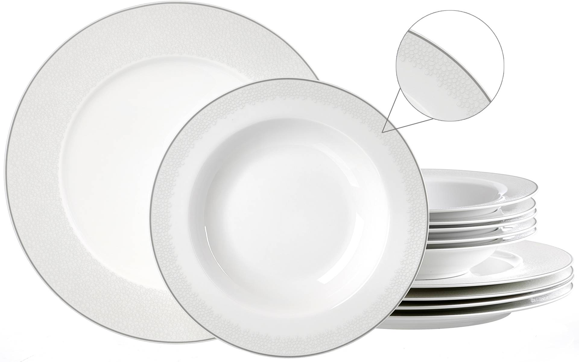 Ritzenhoff & Breker Tafelservice »Geschirr-Set Venezia«, (Set, 12 tlg.), Teller Set, weiss, puristisches Design, 12 Teile, für 6 Personen von Ritzenhoff & Breker