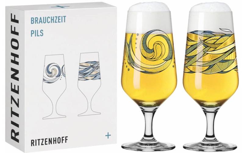 Ritzenhoff Bierglas »Brauchzeit Pils Wasser No 3/4. 374 ml, 2 Stück« von Ritzenhoff