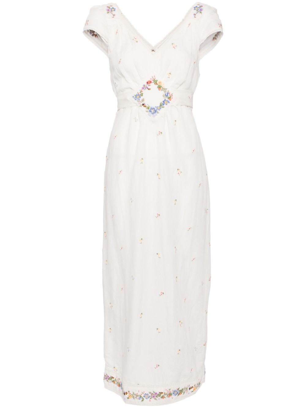 Rixo Carey floral-embroidered midi dress - White von Rixo