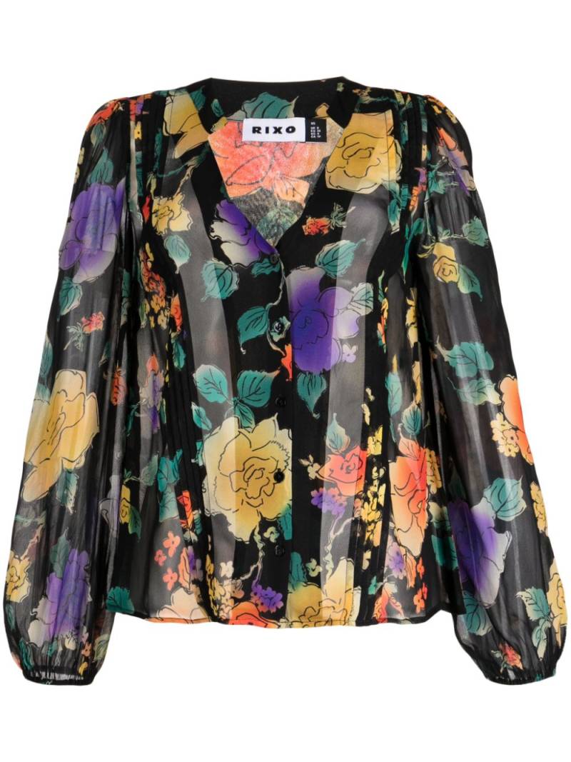 Rixo semi-sheer floral-print blouse - Black von Rixo