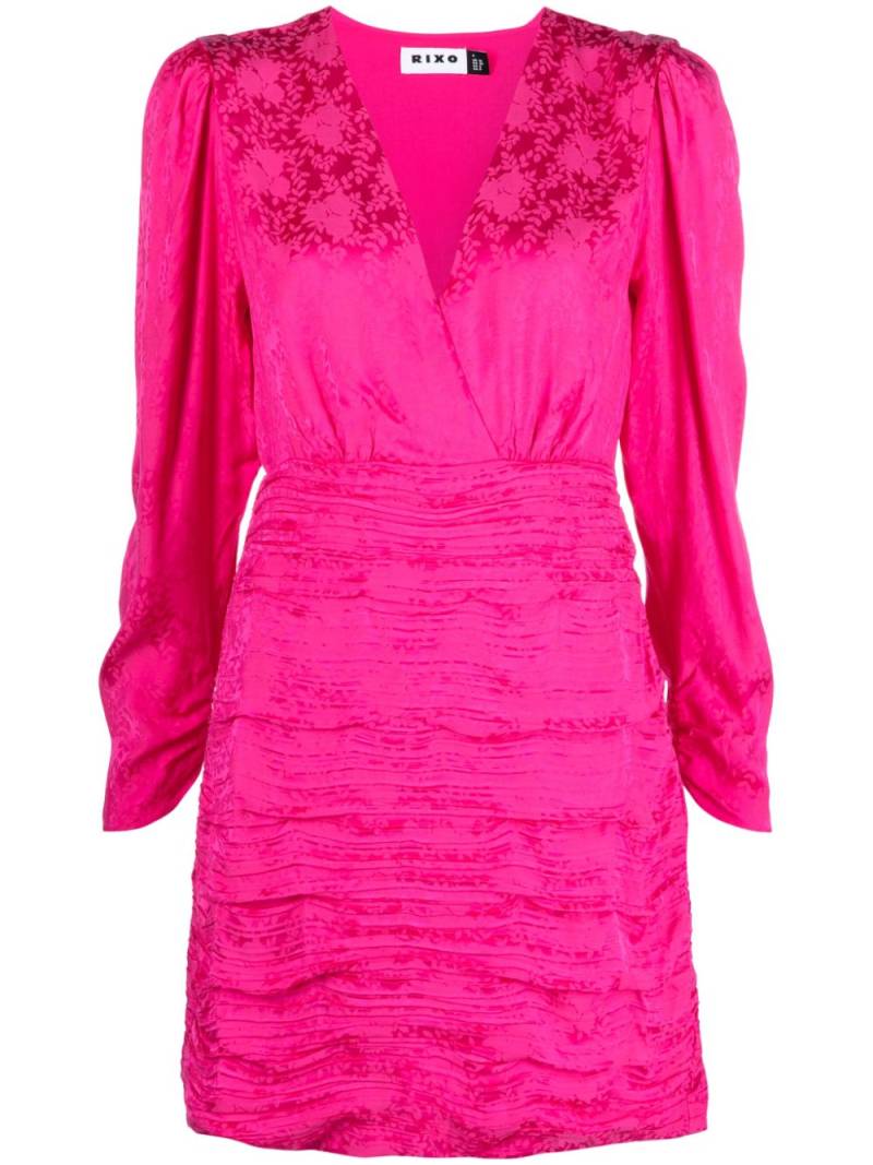 Rixo V-neck satin-jacquard minidress - Pink von Rixo