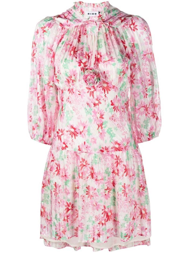 Rixo floral-print pleated mini dress - Pink von Rixo