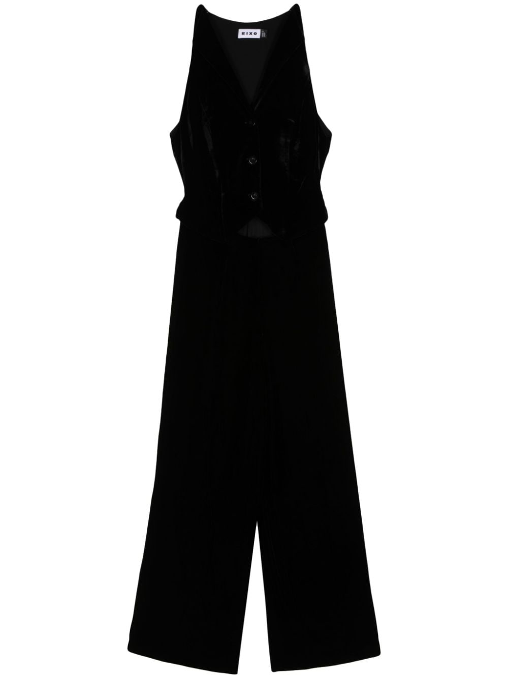 Rixo wide-leg velvet jumpsuit - Black von Rixo