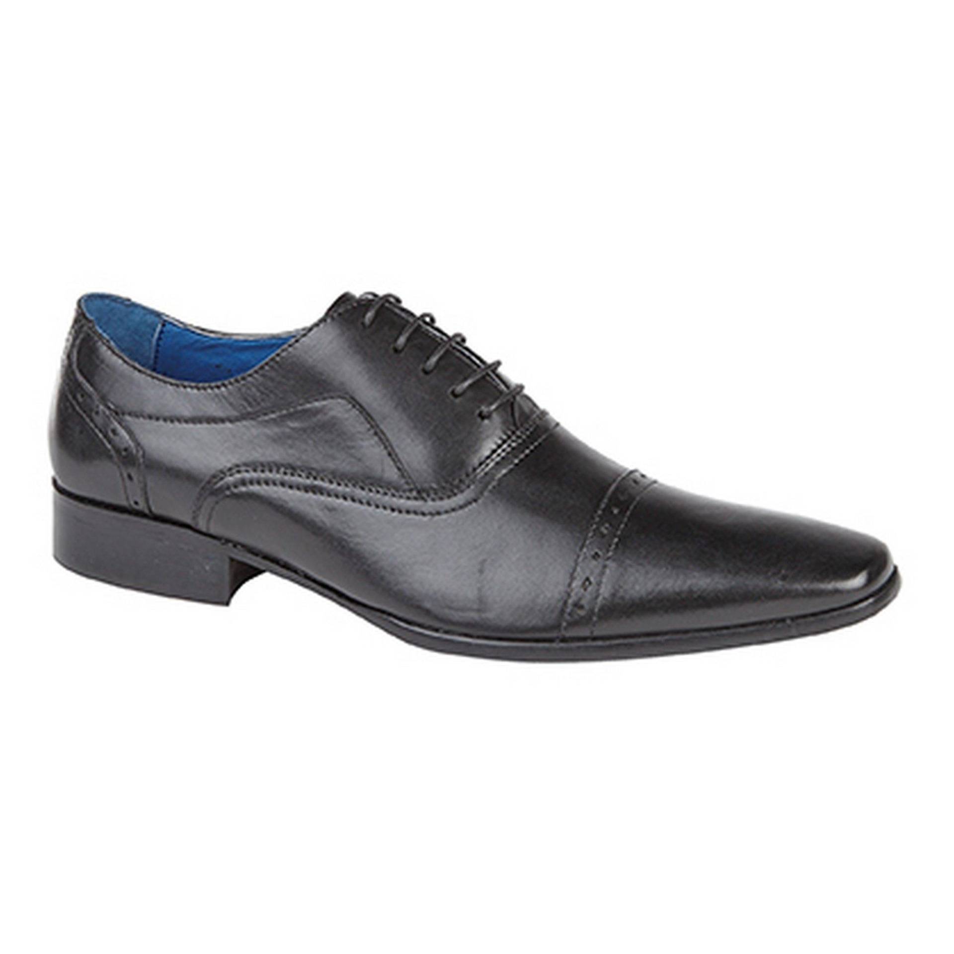 Roamers - 4 Ösen Punch Cap Leder Oxford Schuhe, für Herren, Schwarz, Größe 40 von Roamers