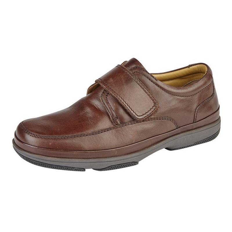 Leder Wide Fit Klettverschluss Schuhe Herren Braun 44 von Roamers