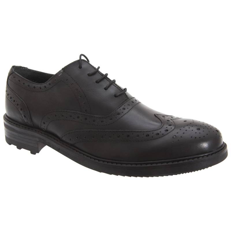 Lederschnürhalbschuhe Mit Lochmuster Herren Schwarz 45.5 von Roamers