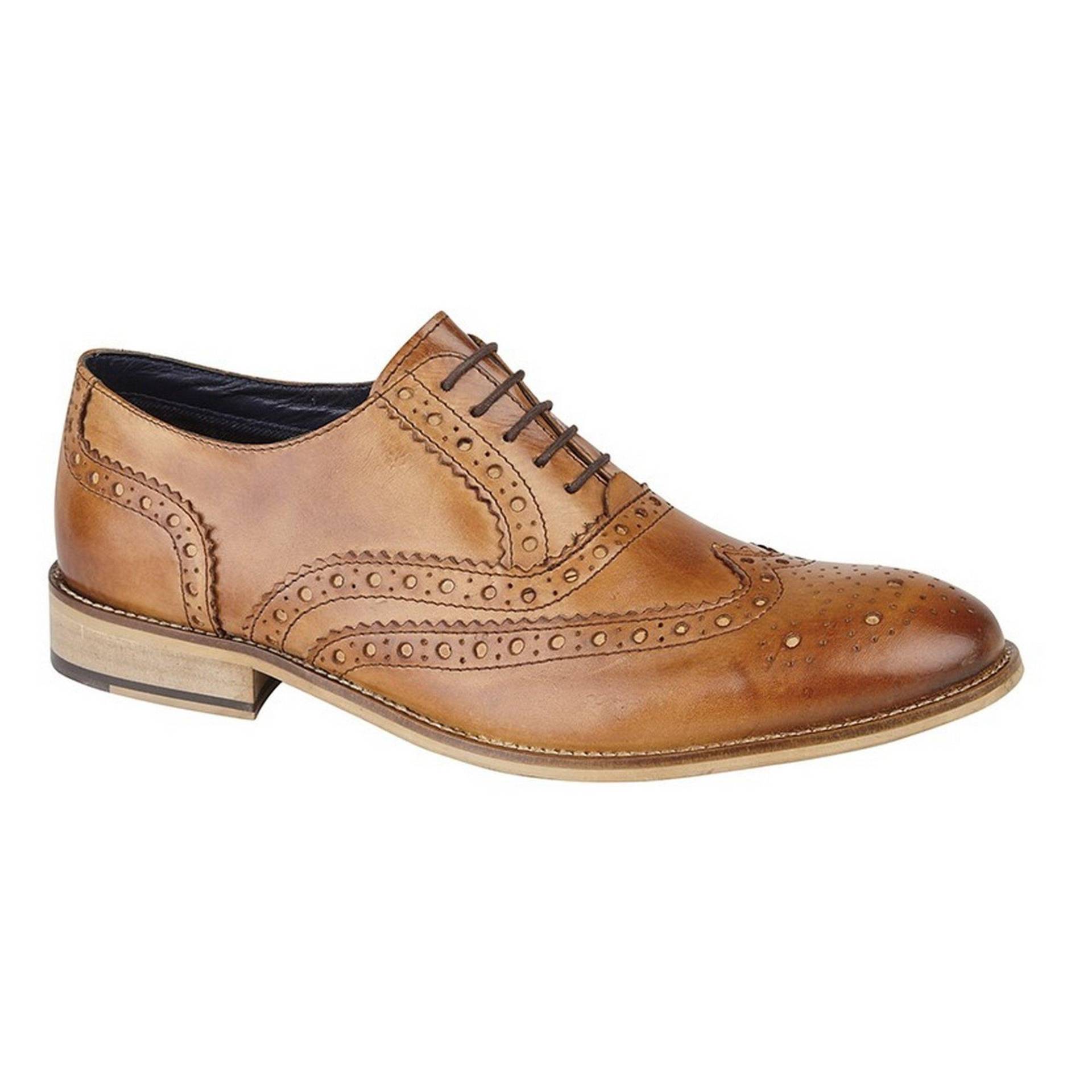 Lederschnürschuhe Mit Lochperforation Herren Tan 42 von Roamers