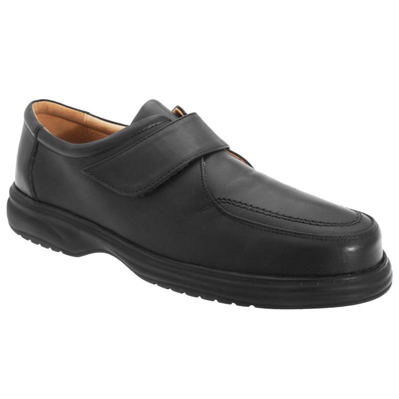 Roamers - Superlite Lederschuhe Schuhe mit Klettverschluss, breite Passform, für Herren, Schwarz, Größe 40.5 von Roamers