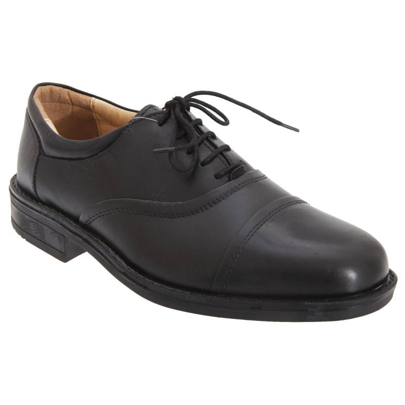 Leder Flexi Capped Oxford Schuhe Herren Schwarz 42 von Roamers