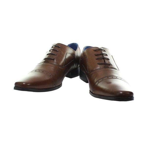 4 Ösen Punch Cap Leder Oxford Schuhe Herren Tan 45 von Roamers