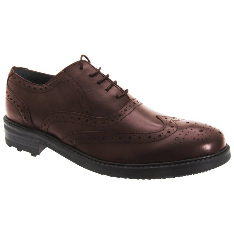 Lederschnürhalbschuhe Mit Lochmuster Herren Bordeaux 43 von Roamers